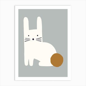 Scandi Rabbit Teal Art Print