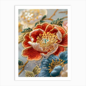 Embroidered Flowers 24 Art Print