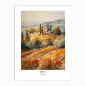 Umbria, Italy 1 Watercolor Travel Poster Art Print