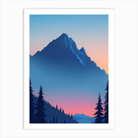 Misty Mountains Vertical Composition In Blue Tone 119 Art Print