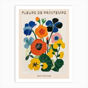 Spring Floral French Poster  Nasturtium 2 Art Print