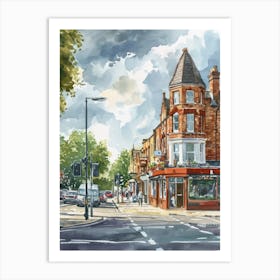 Hounslow London Borough   Street Watercolour 1 Art Print