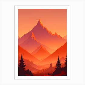 Misty Mountains Vertical Composition In Orange Tone 27 Art Print