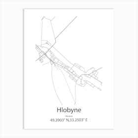 Hlobyne,Ukraine Minimalist Map Art Print