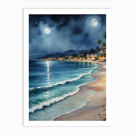 Night At The Beach Art Print