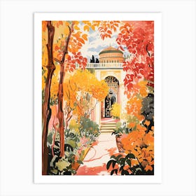 Tivoli Gardens, Italy In Autumn Fall Illustration 1 Art Print