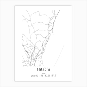 Hitachi,Japan Minimalist Map Art Print