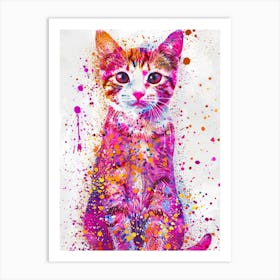 Colorful Cat Canvas Art 2 Art Print