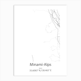 Minami Alps,Japan Minimalist Map Art Print