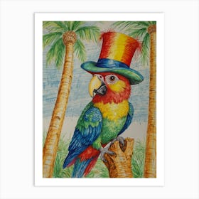 Parrot In Hat 2 Art Print