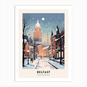 Winter Night  Travel Poster Belfast Northern Ireland 5 Art Print