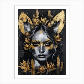 Gold Deer 2 Art Print