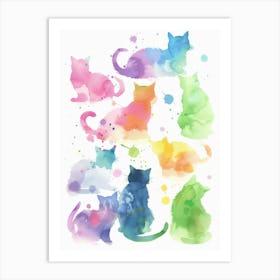 Watercolor Cats 6 Art Print