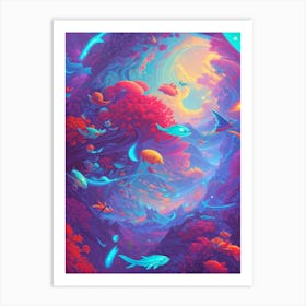 Psychedelic fish 2 Art Print