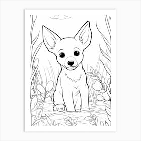 Line Art Jungle Animal Dingo 3 Art Print
