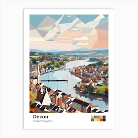 Devon, United Kingdom, Geometric Illustration 2 Poster Art Print