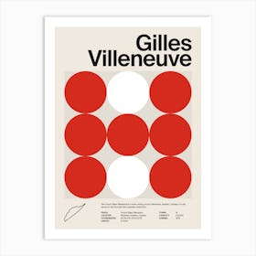 Mid Century Gilles Villeneuve F1 Art Print