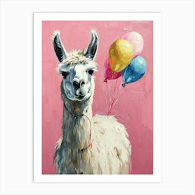 Cute Llama 2 With Balloon Art Print