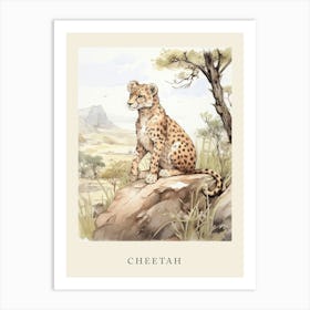 Beatrix Potter Inspired  Animal Watercolour Cheetah 3 Art Print