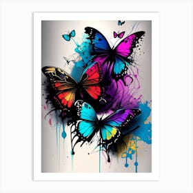 Colorful Butterflies Graffiti Illustration 2 Art Print
