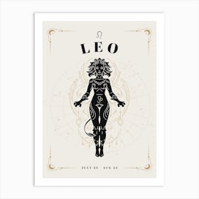 Leo Zodiac Celestial Woman Art Print