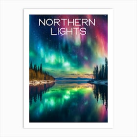 Colourful Finland Northern Lights travel poster Art Print6 Art Print