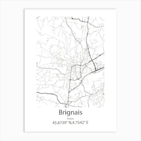 Brignais,France Minimalist Map Art Print