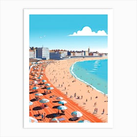 Brighton Beach, England, Flat Illustration 2 Art Print