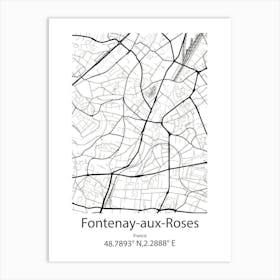 Fontenay Aux Roses,France Minimalist Map Art Print