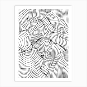 Abstract Wavy Lines Minimalist Line Art Monoline Illustration Art Print