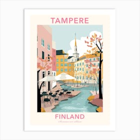 Tampere, Finland, Flat Pastels Tones Illustration 4 Poster Art Print