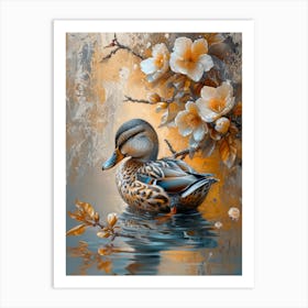 Duck In the lake Art Print