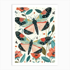 Colourful Insect Illustration Lacewing 5 Art Print