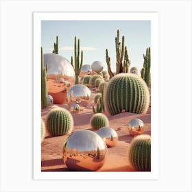 Disco Balls 3d In The Desert 0 Art Print