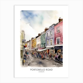 Portobello Road 2 Watercolour Travel Poster Art Print