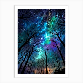 Night Sky In The Forest 1 Art Print