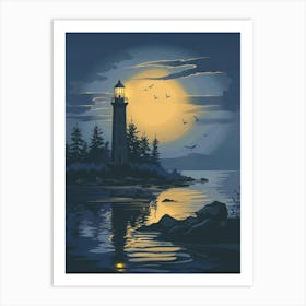 Lighthouse At Night 12 Art Print