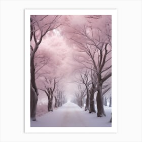 Snowy Sakura Trees Art Print