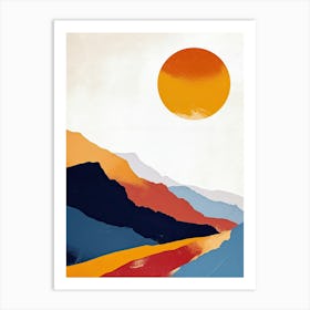 Sunset In The Mountains, Minimalism 1 Art Print