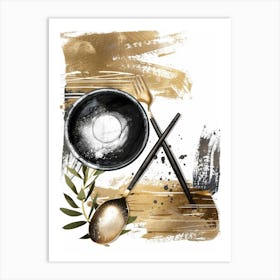 Gold And Black Painting 7 Art Print