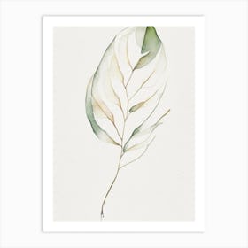 Vanilla Leaf Minimalist Watercolour 3 Art Print