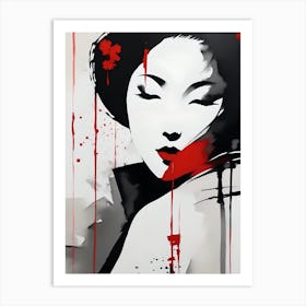 Traditional Japanese Art Style Geisha Girl 26 Art Print