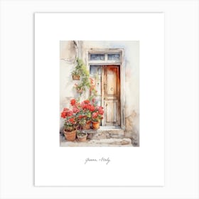 Genoa, Italy   Mediterranean Doors Watercolour Painting 1 Poster Art Print