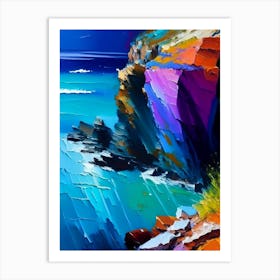 Coastal Cliffs And Rocky Shores Waterscape Bright Abstract 3 Art Print