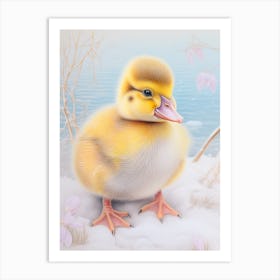 Fluffy Duckling Pencil Illustration Art Print