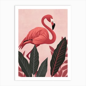 Chilean Flamingo Philodendrons Minimalist Illustration 2 Art Print