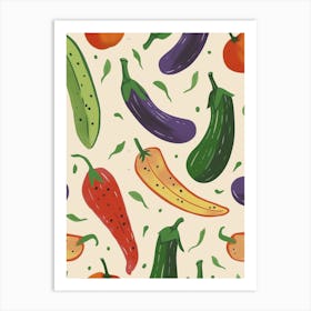 Courguette & Eggplant Pattern Art Print