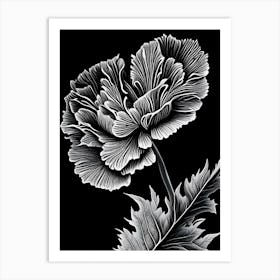 Carnation Leaf Linocut 3 Art Print