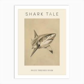 Bigeye Thresher Shark Vintage Illustration 3 Poster Art Print