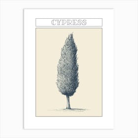Cypress Tree Minimalistic Drawing 1 Poster Art Print